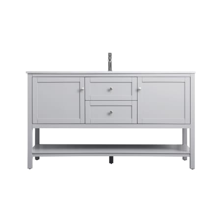 Elegant Lighting Heath 60" Free Standing Single Basin Vanity Set with Cabinet and Marble Vanity Top Grey