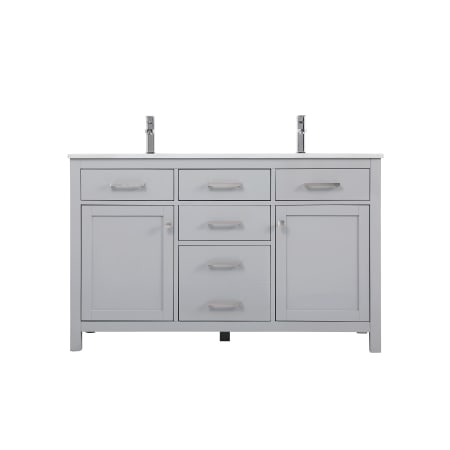 Elegant Lighting Lewis 54" Free Standing Double Basin Vanity Set with Cabinet and Marble Vanity Top Grey