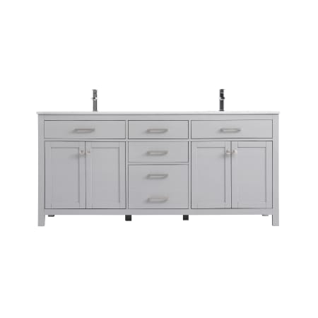 Elegant Lighting Lewis 72" Free Standing Double Basin Vanity Set with Cabinet and Marble Vanity Top Grey
