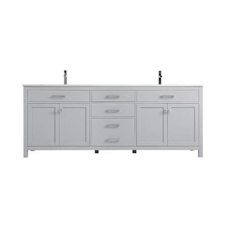 Elegant Lighting Lewis 84" Free Standing Double Basin Vanity Set with Cabinet and Engineered Stone Vanity Top Gray