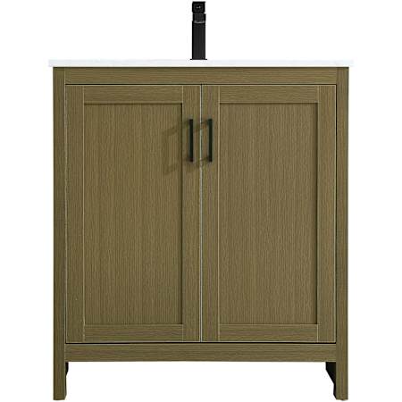 Elegant Lighting Finnley 30" Free Standing Single Basin Vanity Set with Cabinet and Engineered Marble Vanity Top Chestnut Brown