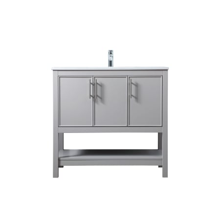 Elegant Lighting Everett 36" Free Standing Single Basin Vanity Set with Cabinet and Marble Vanity Top Grey