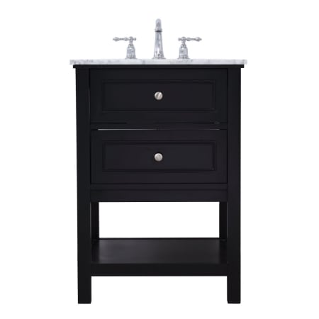 Elegant Lighting Metropolis 24" Free Standing Single Basin Vanity Set with Cabinet and Marble Vanity Top Black