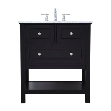 Elegant Lighting Metropolis 30" Free Standing Single Basin Vanity Set with Cabinet and Marble Vanity Top Black