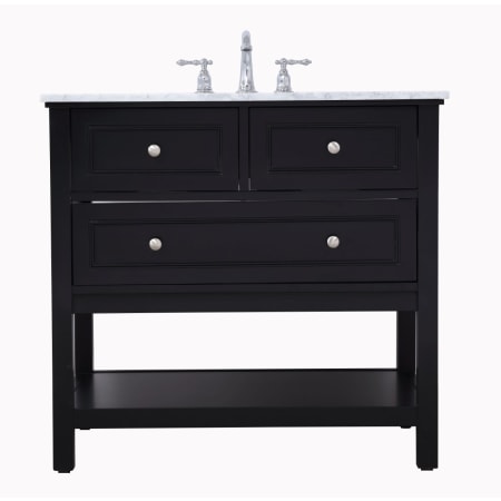 Elegant Lighting Metropolis 36" Free Standing Single Basin Vanity Set with Cabinet and Marble Vanity Top Black