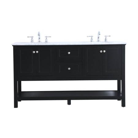 Elegant Lighting Metropolis 60" Free Standing Double Basin Vanity Set with Cabinet and Marble Vanity Top Black