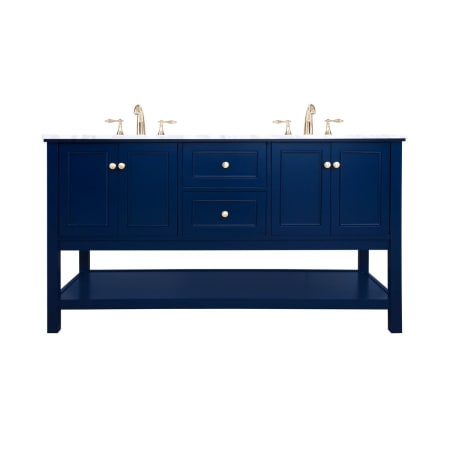 Elegant Lighting Metropolis 60" Free Standing Double Basin Vanity Set with Cabinet and Marble Vanity Top Blue