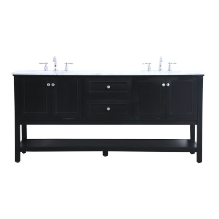 Elegant Lighting Metropolis 72" Free Standing Double Basin Vanity Set with Cabinet and Marble Vanity Top Black