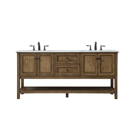 Elegant Lighting Metropolis 72" Free Standing Double Basin Vanity Set with Cabinet and Marble Vanity Top Driftwood