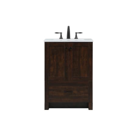Elegant Lighting Soma 24" Free Standing Single Basin Vanity Set with Cabinet and Engineered Stone Vanity Top Expresso