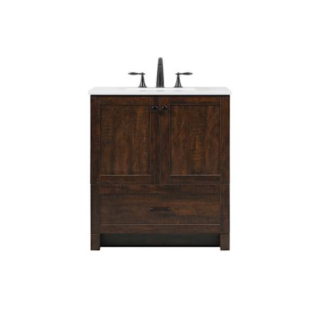 Elegant Lighting Matthus 30" Free Standing Single Basin Vanity Set with Cabinet and Engineered Marble Vanity Top Expresso