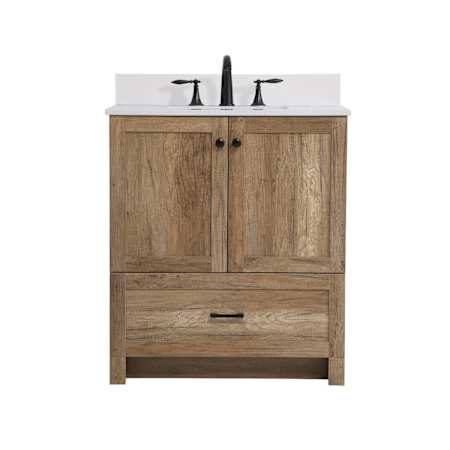 Elegant Lighting Matthus 30" Free Standing Single Basin Vanity Set with Cabinet, Engineered Marble Vanity Top, and Backsplash Natural Oak