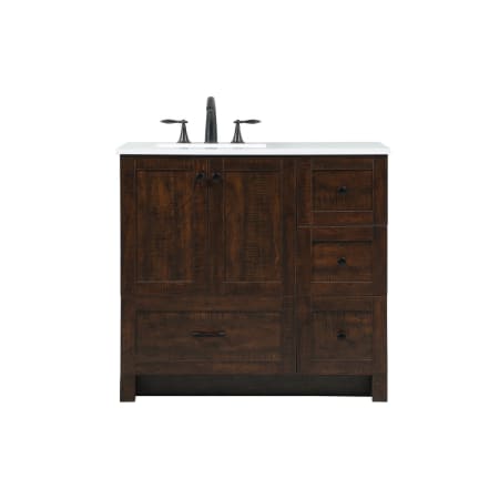 Elegant Lighting Soma 36" Free Standing Single Basin Vanity Set with Cabinet and Engineered Stone Vanity Top Expresso