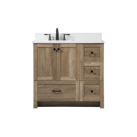 Elegant Lighting Soma 36" Free Standing Single Basin Vanity Set with Cabinet, Engineered Marble Vanity Top, and Backsplash Natural Oak