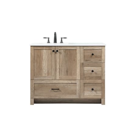 Elegant Lighting Soma 42" Free Standing Single Basin Vanity Set with Cabinet and Engineered Stone Vanity Top Natural Oak