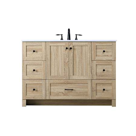 Elegant Lighting Soma 48" Free Standing Single Basin Vanity Set with Cabinet and Engineered Stone Vanity Top Mango Wood