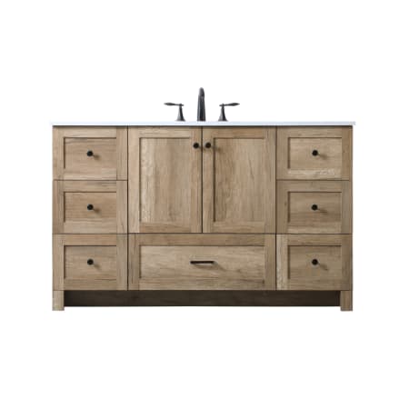 Elegant Lighting Soma 54" Free Standing Single Basin Vanity Set with Cabinet and Engineered Stone Vanity Top Natural Oak