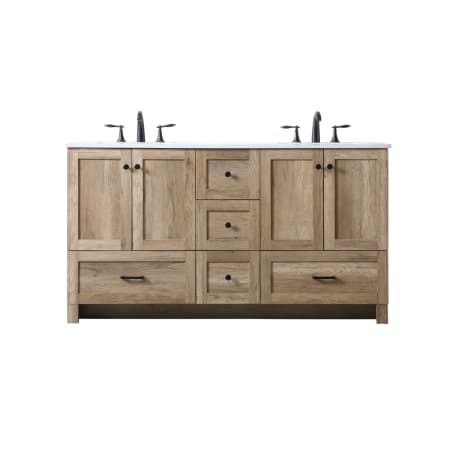 Elegant Lighting Soma 60" Free Standing Double Basin Vanity Set with Cabinet and Engineered Stone Vanity Top Natural Oak