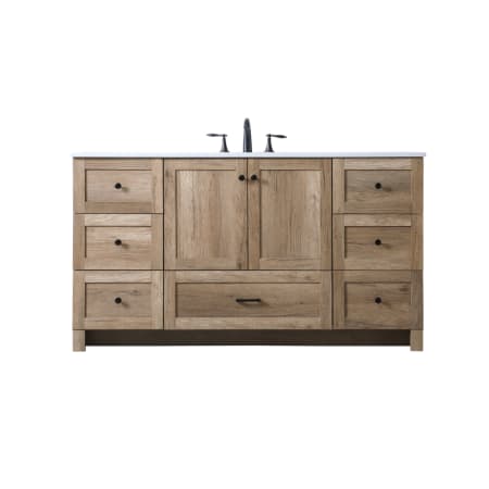 Elegant Lighting Soma 60" Free Standing Single Basin Vanity Set with Cabinet and Engineered Stone Vanity Top Natural Oak