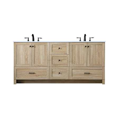 Elegant Lighting Soma 72" Free Standing Double Basin Vanity Set with Cabinet and Engineered Stone Vanity Top Mango Wood