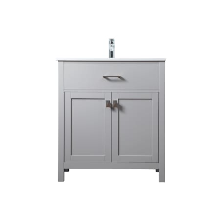 Elegant Lighting Harrison 30" Free Standing Single Basin Vanity Set with Cabinet and Marble Vanity Top Grey