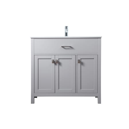 Elegant Lighting Harrison 36" Free Standing Single Basin Vanity Set with Cabinet and Marble Vanity Top Grey