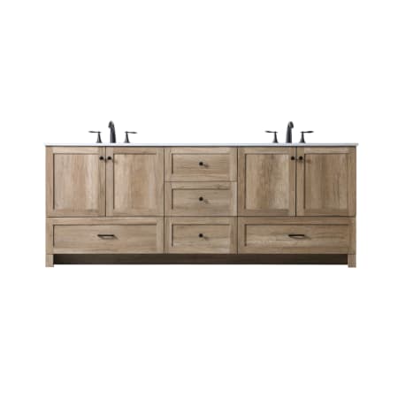 Elegant Lighting Soma 84" Free Standing Double Basin Vanity Set with Cabinet and Engineered Stone Vanity Top Natural Oak