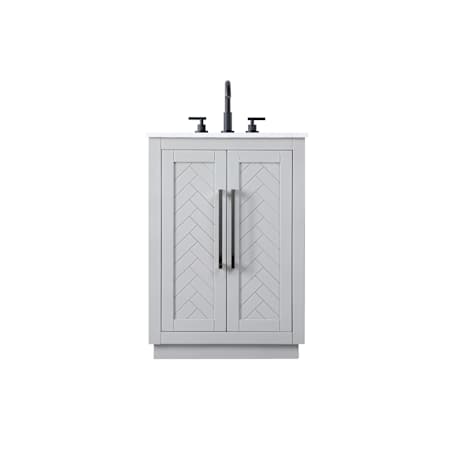Elegant Lighting Chase 24" Free Standing Single Basin Vanity Set with Cabinet and Engineered Stone Vanity Top Gray