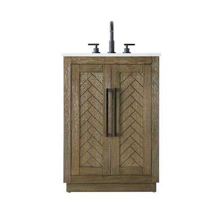Elegant Lighting Chase 24" Free Standing Single Basin Vanity Set with Cabinet and Engineered Stone Vanity Top Hazel Oak
