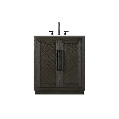 Elegant Lighting Chase 30" Free Standing Single Basin Vanity Set with Cabinet and Engineered Stone Vanity Top Chocolate Oak