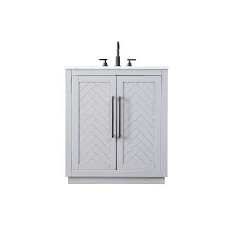 Elegant Lighting Chase 30" Free Standing Single Basin Vanity Set with Cabinet and Engineered Stone Vanity Top Gray