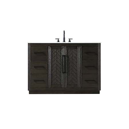 Elegant Lighting Chase 48" Free Standing Single Basin Vanity Set with Cabinet and Engineered Stone Vanity Top Chocolate Oak