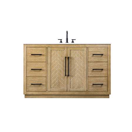 Elegant Lighting Chase 54" Free Standing Single Basin Vanity Set with Cabinet and Engineered Stone Vanity Top Linen Oak