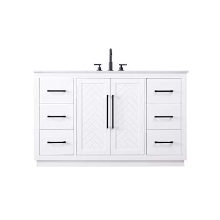 Elegant Lighting Chase 54" Free Standing Single Basin Vanity Set with Cabinet and Engineered Stone Vanity Top White