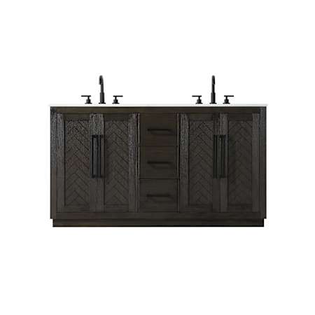 Elegant Lighting Chase 60" Free Standing Double Basin Vanity Set with Cabinet and Engineered Stone Vanity Top Chocolate Oak