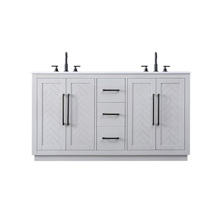 Elegant Lighting Chase 60" Free Standing Double Basin Vanity Set with Cabinet and Engineered Stone Vanity Top Gray