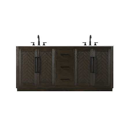 Elegant Lighting Chase 72" Free Standing Double Basin Vanity Set with Cabinet and Engineered Stone Vanity Top Chocolate Oak
