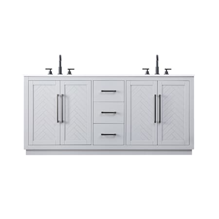 Elegant Lighting Chase 72" Free Standing Double Basin Vanity Set with Cabinet and Engineered Stone Vanity Top Gray