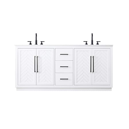 Elegant Lighting Chase 72" Free Standing Double Basin Vanity Set with Cabinet and Engineered Stone Vanity Top White