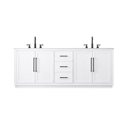 Elegant Lighting Chase 84" Free Standing Double Basin Vanity Set with Cabinet and Engineered Stone Vanity Top White