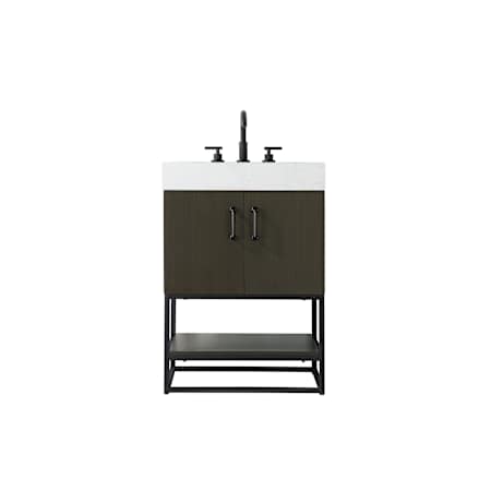 Elegant Lighting Caroline 24" Free Standing Single Basin Vanity Set with Cabinet and Engineered Stone Vanity Top Mocha Brown