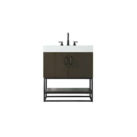 Elegant Lighting Caroline 30" Free Standing Single Basin Vanity Set with Cabinet and Engineered Stone Vanity Top Mocha Brown