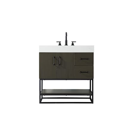 Elegant Lighting Caroline 32" Free Standing Single Basin Vanity Set with Cabinet and Engineered Stone Vanity Top Mocha Brown