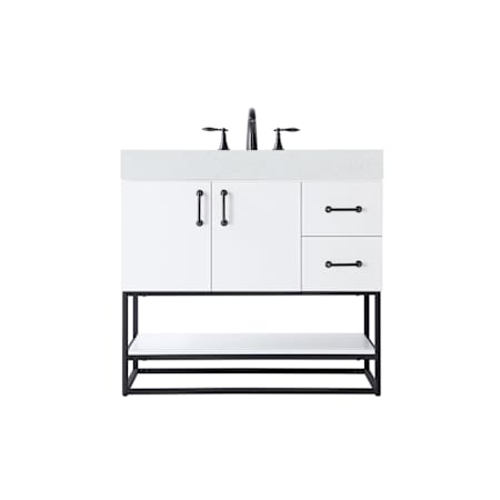 Elegant Lighting Caroline 36" Free Standing Single Basin Vanity Set with Cabinet and Engineered Stone Vanity Top White