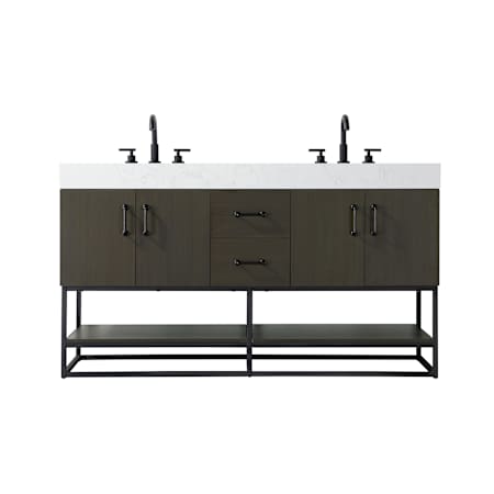 Elegant Lighting Caroline 60" Free Standing Double Basin Vanity Set with Cabinet and Engineered Stone Vanity Top Mocha Brown