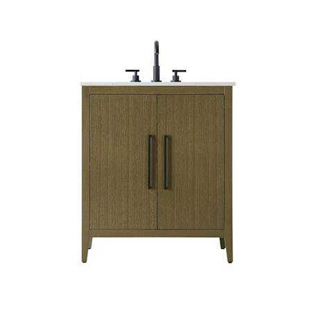 Elegant Lighting Millie 30" Free Standing Single Basin Vanity Set with Cabinet and Engineered Stone Vanity Top Chestnut Brown