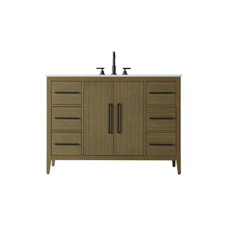 Elegant Lighting Millie 48" Free Standing Single Basin Vanity Set with Cabinet and Engineered Stone Vanity Top Chestnut Brown