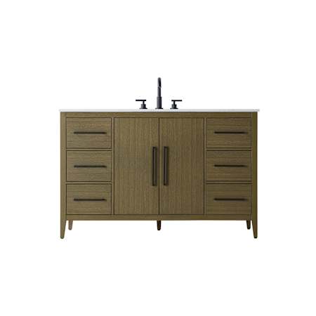 Elegant Lighting Millie 54" Free Standing Single Basin Vanity Set with Cabinet and Engineered Stone Vanity Top Chestnut Brown