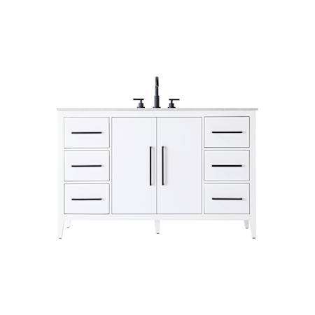 Elegant Lighting Millie 54" Free Standing Single Basin Vanity Set with Cabinet and Engineered Stone Vanity Top White