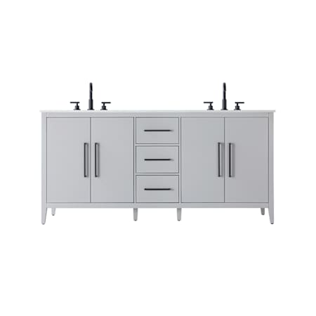 Elegant Lighting Millie 72" Free Standing Double Basin Vanity Set with Cabinet and Engineered Stone Vanity Top Gray